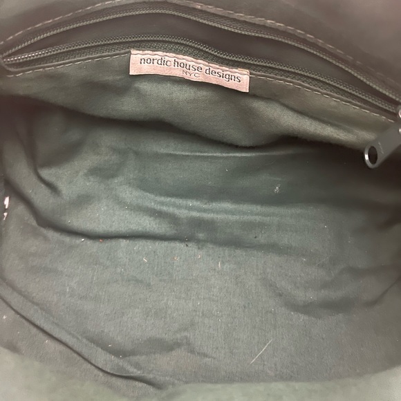 Vtg Nordic House Design Novelty Golf Theme Braided Leather Handles Trim SATCHEL - Picture 12 of 13